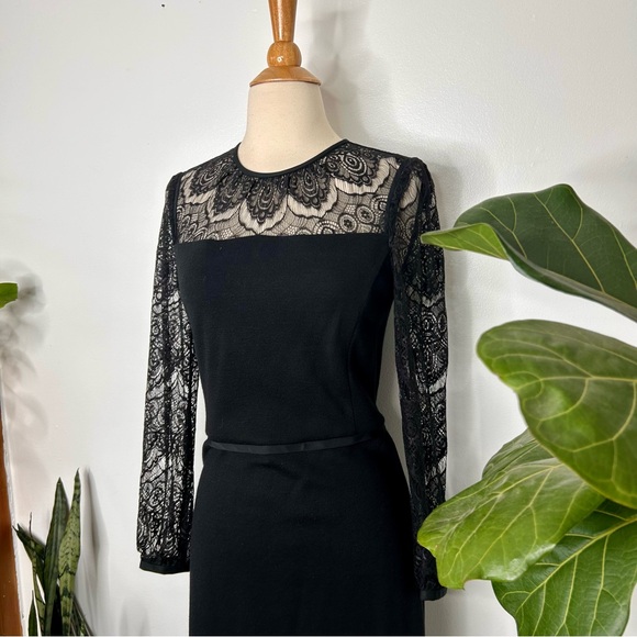 Tory Burch Tiana Black Lace sleeve Dress - Picture 5 of 12